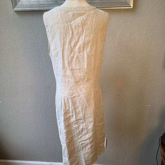 J. Mclaughlin‎ Women's Selena Linen Blend Button Front Knot Dress Size XL Beige - Picture 5 of 7